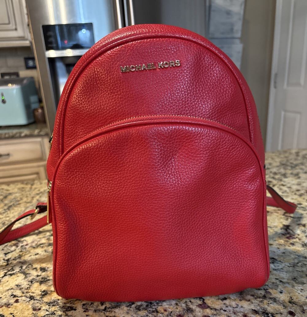 Michael Kors Abby Medium Red Leather Backpack